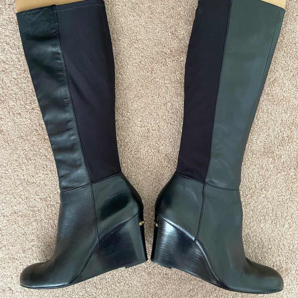 Michael Kors Knee High Wedge Leather Boots